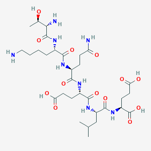 molecular formula C31H54N8O13 B127458 Threonyl-lysyl-glutaminyl-glutamyl-leucyl-glutamic acid CAS No. 149309-75-1
