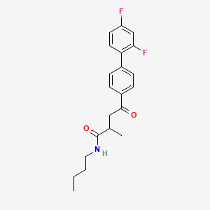 molecular formula C21H23F2NO2 B12745821 (+-)-N-Butyl-2',4'-difluoro-alpha-methyl-gamma-oxo-(1,1'-biphenyl)-4-butanamide CAS No. 161692-84-8