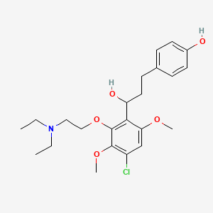 molecular formula C23H32ClNO5 B12745839 alpha-(4-Chloro-2-(2-(diethylamino)ethoxy)-3,6-dimethoxyphenyl)-4-hydroxybenzenepropanol CAS No. 88770-79-0