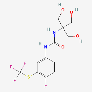 molecular formula C12H14F4N2O4S B12745877 Urea, N-(4-fluoro-3-((trifluoromethyl)thio)phenyl)-N'-(2-hydroxy-1,1-bis(hydroxymethyl)ethyl)- CAS No. 84897-06-3