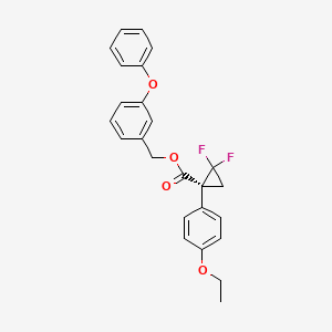 molecular formula C25H22F2O4 B12745883 Cyclopropanecarboxylic acid, 2,2-difluoro-1-(4-ethoxyphenyl)-, (3-phenoxyphenyl)methyl ester, (S)- CAS No. 67597-23-3