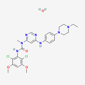 molecular formula C26H33Cl2N7O4 B12745926 Infigratinib monohydrate CAS No. 1310746-11-2