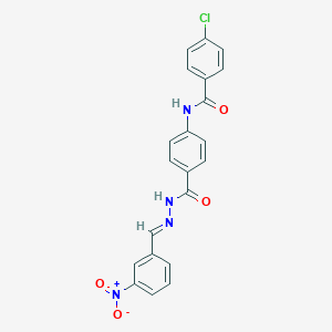 molecular formula C21H15ClN4O4 B012746 p-(p-Chlorobenzamido)benzoic acid 2-(m-nitrobenzylidene)hydrazide CAS No. 100278-42-0