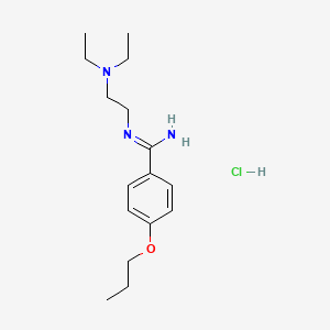 molecular formula C16H28ClN3O B12746085 N'-[2-(diethylamino)ethyl]-4-propoxybenzenecarboximidamide;hydrochloride CAS No. 135420-40-5