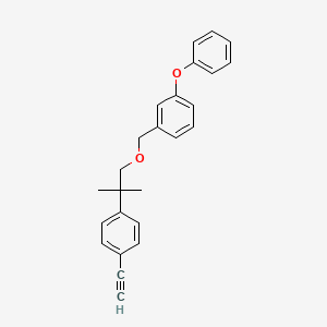 molecular formula C25H24O2 B12746122 Benzene, 1-((2-(4-ethynylphenyl)-2-methylpropoxy)methyl)-3-phenoxy- CAS No. 80853-98-1