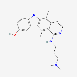 molecular formula C23H28N4O B12746343 6H-Pyrido(4,3-b)carbazol-9-ol, 1-((3-(dimethylamino)propyl)amino)-5,6,11-trimethyl- CAS No. 83948-23-6