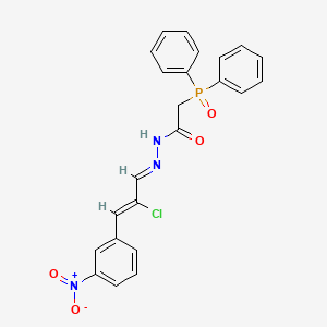 molecular formula C23H19ClN3O4P B12746346 (Diphenylphosphinyl)acetic acid (2-chloro-3-(3-nitrophenyl)-2-propenylidene)hydrazide CAS No. 135689-17-7