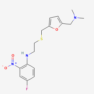 molecular formula C16H20FN3O3S B12746397 2-Furanmethanamine, N,N-dimethyl-5-(((2-((4-fluoro-2-nitrophenyl)amino)ethyl)thio)methyl)- CAS No. 142744-16-9