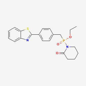 molecular formula C21H23N2O3PS B12746405 Ethyl ((4-(2-benzothiazolyl)phenyl)methyl)(2-oxo-1-piperidinyl)phosphinate CAS No. 104608-37-9