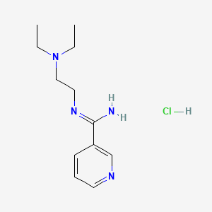 molecular formula C12H21ClN4 B12746413 N'-[2-(diethylamino)ethyl]pyridine-3-carboximidamide;hydrochloride CAS No. 135420-43-8