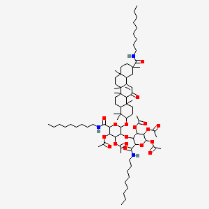 molecular formula C79H129N3O18 B12746455 alpha-D-Glucopyranosiduronamide, (3-beta,20-beta)-29-(nonylamino)-11,29-dioxoolean-12-en-3-yl N-nonyl-2-O-(2,3,4-tri-O-acetyl-N-nonyl-beta-D-glucopyranuronamidosyl)-, 3,4-diacetate CAS No. 126164-75-8