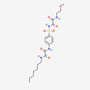 molecular formula C19H28N4O7S B12746490 Ethanediamide, N-((4-(((heptylamino)oxoacetyl)amino)phenyl)sulfonyl)-N'-(2-hydroxyethyl)- CAS No. 81717-35-3