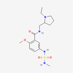 molecular formula C16H26N4O4S B12746497 N-((1-Ethyl-2-pyrrolidinyl)methyl)-2-methoxy-5-(((methylamino)sulfonyl)amino)benzamide CAS No. 90763-31-8