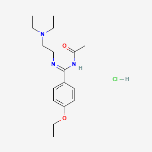 molecular formula C17H28ClN3O2 B12746505 Acetamide, N-(((2-(diethylamino)ethyl)amino)(4-ethoxyphenyl)methylene)-, monohydrochloride CAS No. 143827-55-8