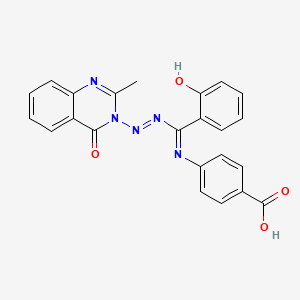 molecular formula C23H17N5O4 B12746513 4-(((2-Hydroxyphenyl)((2-methyl-4-oxo-3(4H)-quinazolinyl)azo)methylene)amino)benzoic acid CAS No. 134895-17-3