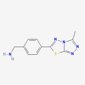 molecular formula C11H11N5S B1274653 1-[4-(3-Methyl[1,2,4]triazolo[3,4-b][1,3,4]thiadiazol-6-yl)phenyl]methanamine CAS No. 875001-46-0
