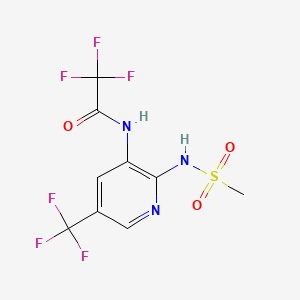 molecular formula C9H7F6N3O3S B12746632 Acetamide, N-(2-((methylsulfonyl)amino)-5-(trifluoromethyl)-3-pyridinyl)-2,2,2-trifluoro- CAS No. 141283-56-9