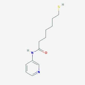 molecular formula C12H18N2OS B12746756 Heptanamide, 7-mercapto-N-3-pyridinyl- CAS No. 728890-50-4