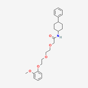 molecular formula C25H33NO5 B12746798 cis-2-(2-(2-(o-Methoxyphenoxy)ethoxy)ethoxy)-N-(4-phenylcyclohexyl)acetamide CAS No. 70265-57-5