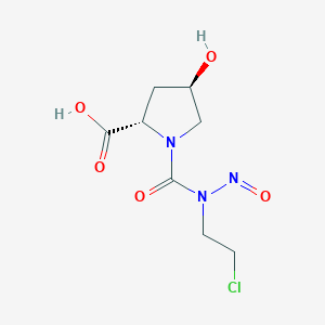 molecular formula C8H12ClN3O5 B12746872 L-Proline, 1-(((2-chloroethyl)nitrosoamino)carbonyl)-4-hydroxy-, trans- CAS No. 96409-05-1