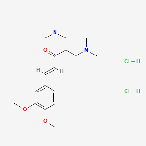 molecular formula C18H30Cl2N2O3 B12746999 1-Penten-3-one, 1-(3,4-dimethoxyphenyl)-5-(dimethylamino)-4-((dimethylamino)methyl)-, dihydrochloride, (E)- CAS No. 97241-89-9