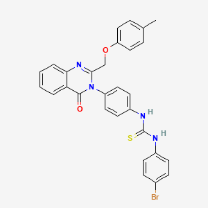 molecular formula C29H23BrN4O2S B12747038 Thiourea, N-(4-bromophenyl)-N'-(4-(2-((4-methylphenoxy)methyl)-4-oxo-3(4H)-quinazolinyl)phenyl)- CAS No. 118526-07-1