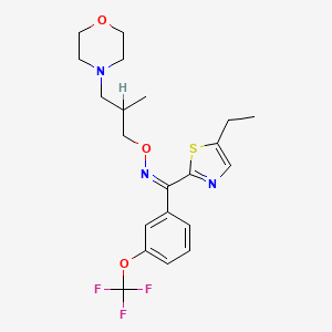 molecular formula C21H26F3N3O3S B12747065 Methanone, (5-ethyl-2-thiazolyl)(3-(trifluoromethoxy)phenyl)-, O-(2-methyl-3-(4-morpholinyl)propyl)oxime CAS No. 81100-86-9