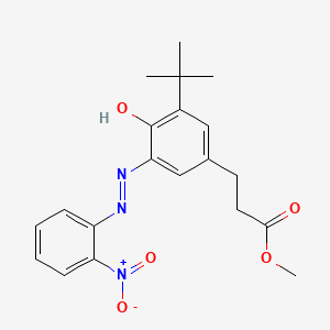molecular formula C20H23N3O5 B12747111 Benzenepropanoic acid, 3-(1,1-dimethylethyl)-4-hydroxy-5-((2-nitrophenyl)azo)-, methyl ester CAS No. 134440-55-4
