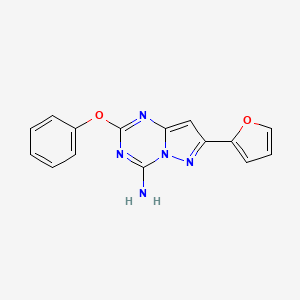 molecular formula C15H11N5O2 B12747152 Pyrazolo(1,5-a)-1,3,5-triazin-4-amine, 7-(2-furanyl)-2-phenoxy- CAS No. 139211-53-3