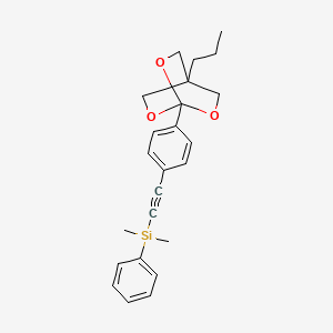 molecular formula C24H28O3Si B12747167 Silane, dimethylphenyl((4-(4-propyl-2,6,7-trioxabicyclo(2.2.2)oct-1-yl)phenyl)ethynyl)- CAS No. 134134-05-7