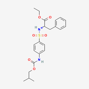 molecular formula C22H28N2O6S B12747193 L-Phenylalanine, N-((4-(((2-methylpropoxy)carbonyl)amino)phenyl)sulfonyl)-, ethyl ester CAS No. 81865-24-9