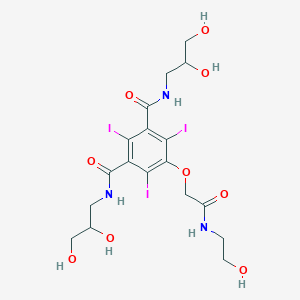 molecular formula C18H24I3N3O9 B127472 1-N,3-N-bis(2,3-dihydroxypropyl)-5-[2-(2-hydroxyethylamino)-2-oxoethoxy]-2,4,6-triiodobenzene-1,3-dicarboxamide CAS No. 104517-96-6