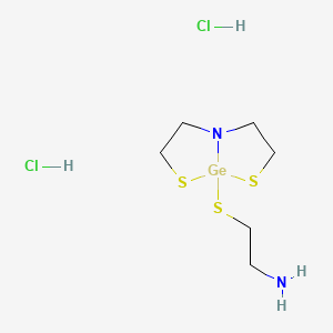 molecular formula C6H16Cl2GeN2S3 B12747223 Ethanamine, 2-((tetrahydro-8H-(1,3,2)thiazagermolo(2,3-b)(1,3,2)thiazagermol-8-yl)thio)-, dihydrochloride CAS No. 136884-67-8