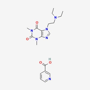 molecular formula C19H26N6O4 B12747225 Theophylline, 7-(2-(diethylamino)ethyl)-, nicotinate CAS No. 111298-53-4