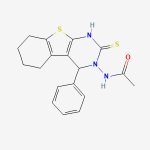 molecular formula C18H19N3OS2 B12747250 N-(1,4,5,6,7,8-Hexahydro-4-phenyl-2-thioxo(1)benzothieno(2,3-d)pyrimidin-3(2H)-yl)acetamide CAS No. 135718-57-9