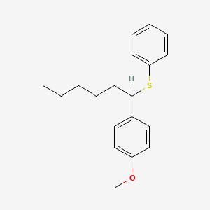 molecular formula C19H24OS B12747252 Anisole, p-(1-(phenylthio)hexyl)- CAS No. 60702-20-7