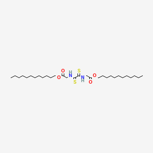 molecular formula C30H56N2O4S2 B12747256 Oxamide, N,N'-bis(dodecyloxycarbonylmethyl)dithio- CAS No. 63867-41-4