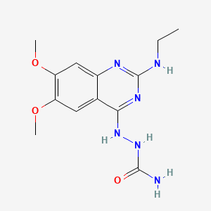 molecular formula C13H18N6O3 B12747264 Hydrazinecarboxamide, 2-(2-(ethylamino)-6,7-dimethoxy-4-quinazolinyl)- CAS No. 134749-35-2