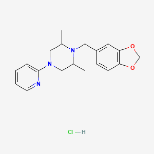 molecular formula C19H24ClN3O2 B12747319 cis-2,6-Dimethyl-1-(3,4-(methylenedioxy)benzyl)-4-(2-pyridyl)piperazine hydrochloride CAS No. 102233-09-0