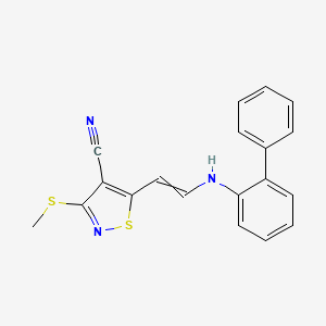 molecular formula C19H15N3S2 B1274733 5-[2-([1,1'-Biphenyl]-2-ylamino)vinyl]-3-(methylsulfanyl)-4-isothiazolecarbonitrile 