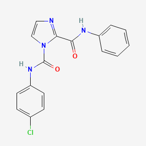 molecular formula C17H13ClN4O2 B12747372 N(sup 1)-(4-Chlorophenyl)-N(sup 2)-phenyl-1H-imidazole-1,2-dicarboxamide CAS No. 139109-17-4