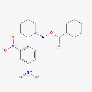 molecular formula C19H23N3O6 B1274743 [[2-(2,4-Dinitrophenyl)cyclohexylidene]amino] cyclohexanecarboxylate 