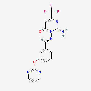 molecular formula C16H11F3N6O2 B1274744 2-Amino-3-[(3-pyrimidin-2-yloxyphenyl)methylideneamino]-6-(trifluoromethyl)pyrimidin-4-one 