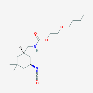 molecular formula C18H32N2O4 B12747480 Carbamic acid, ((5-isocyanato-1,3,3-trimethylcyclohexyl)methyl)-, 2-butoxyethyl ester CAS No. 72152-95-5