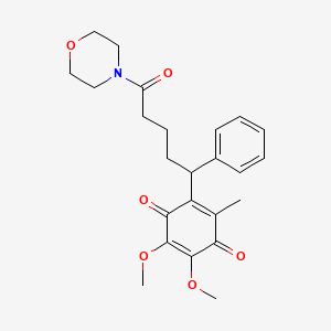 molecular formula C24H29NO6 B12747513 Morpholine, 4-(5-(4,5-dimethoxy-3,6-dioxo-2-methyl-1,4-cyclohexadien-1-yl)-1-oxo-5-phenylpentyl)- CAS No. 111885-19-9