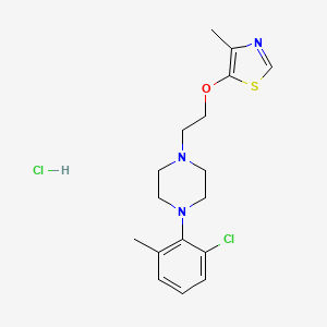 molecular formula C17H23Cl2N3OS B12747617 Piperazine, 1-(2-chloro-6-methylphenyl)-4-(2-((4-methyl-5-thiazolyl)oxy)ethyl)-, monohydrochloride CAS No. 136996-73-1