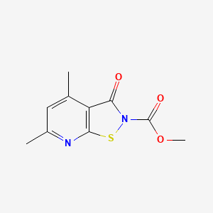 molecular formula C10H10N2O3S B12747625 Isothiazolo(5,4-b)pyridine-2-carboxylic acid, 2,3-dihydro-4,6-dimethyl-3-oxo-, methyl ester CAS No. 97248-90-3