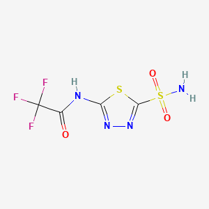 molecular formula C4H3F3N4O3S2 B12747654 Acetamide, N-(5-(aminosulfonyl)-1,3,4-thiadiazol-2-yl)-2,2,2-trifluoro- CAS No. 501-84-8