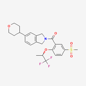 molecular formula C24H26F3NO5S B12747750 Methanone, (1,3-dihydro-5-(tetrahydro-2H-pyran-4-yl)-2H-isoindol-2-yl)(5-(methylsulfonyl)-2-((1S)-2,2,2-trifluoro-1-methylethoxy)phenyl)- CAS No. 905272-07-3