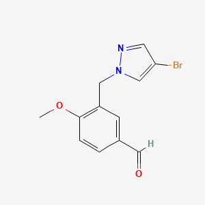 molecular formula C12H11BrN2O2 B1274776 3-[(4-bromo-1H-pyrazol-1-yl)methyl]-4-methoxybenzaldehyde CAS No. 514800-96-5